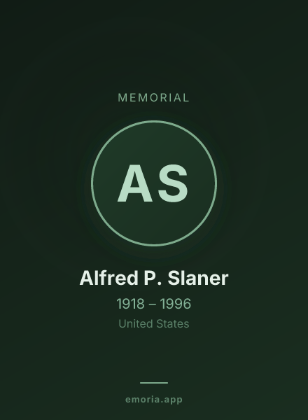 Memorial portrait of Alfred P. Slaner