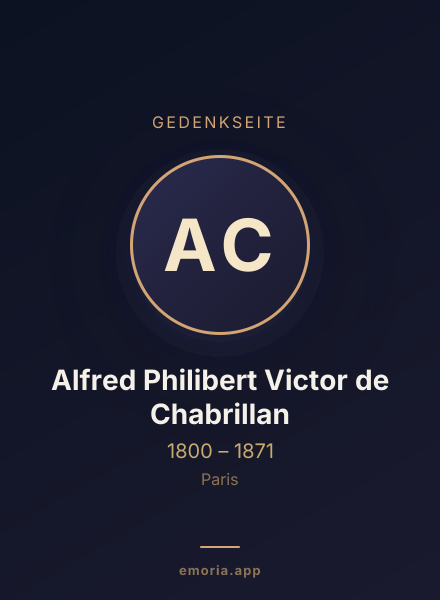 Gedenkportrait von Alfred Philibert Victor de Chabrillan