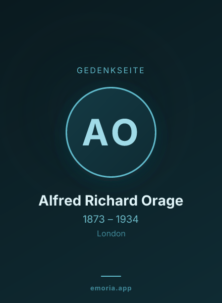Gedenkportrait von Alfred Richard Orage