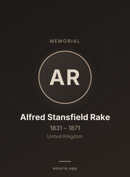 Memorial portrait of Alfred Stansfield Rake