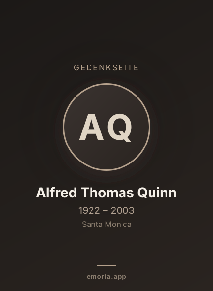 Gedenkportrait von Alfred Thomas Quinn