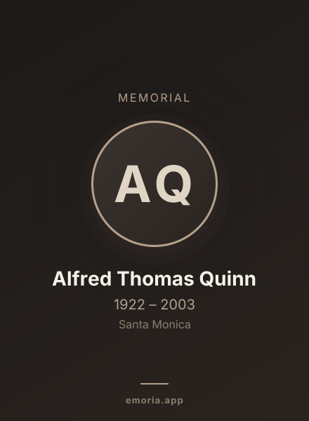 Memorial portrait of Alfred Thomas Quinn