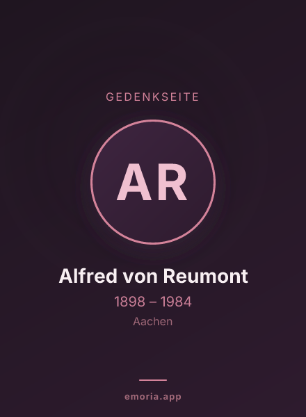 Gedenkportrait von Alfred von Reumont