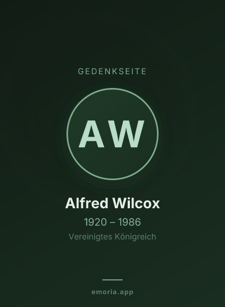 Gedenkportrait von Alfred Wilcox