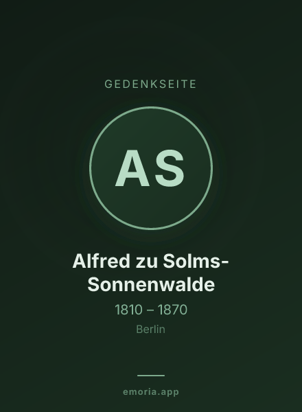 Gedenkportrait von Alfred zu Solms-Sonnenwalde