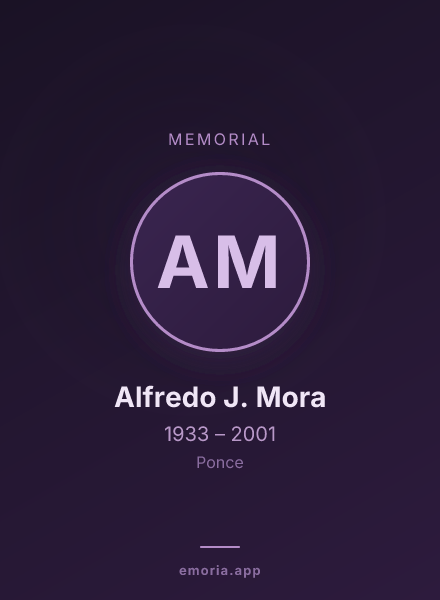 Memorial portrait of Alfredo J. Mora