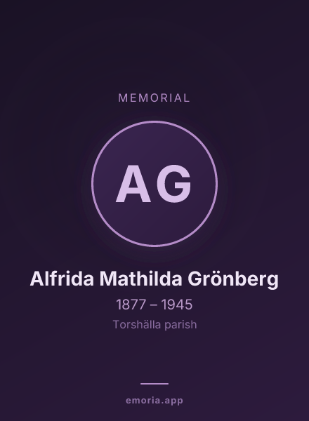 Memorial portrait of Alfrida Mathilda Grönberg