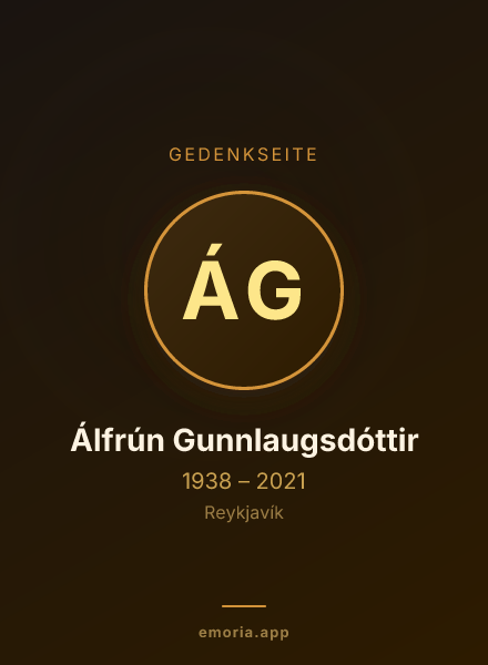 Gedenkportrait von Álfrún Gunnlaugsdóttir