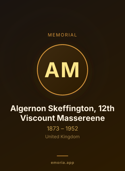 Memorial portrait of Algernon Skeffington, 12th Viscount Massereene