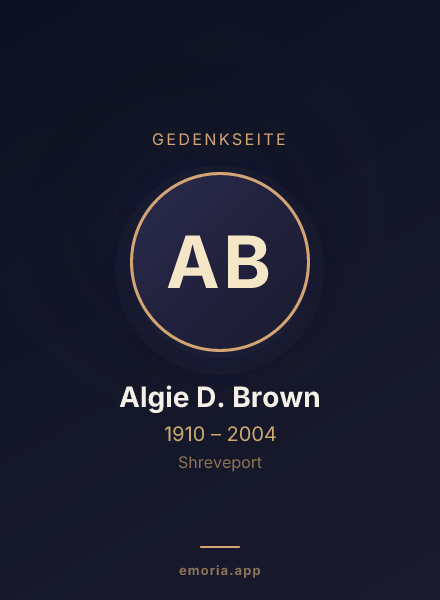 Gedenkportrait von Algie D. Brown