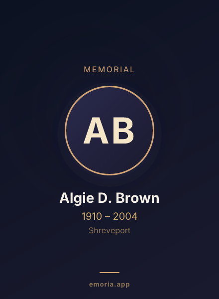 Memorial portrait of Algie D. Brown