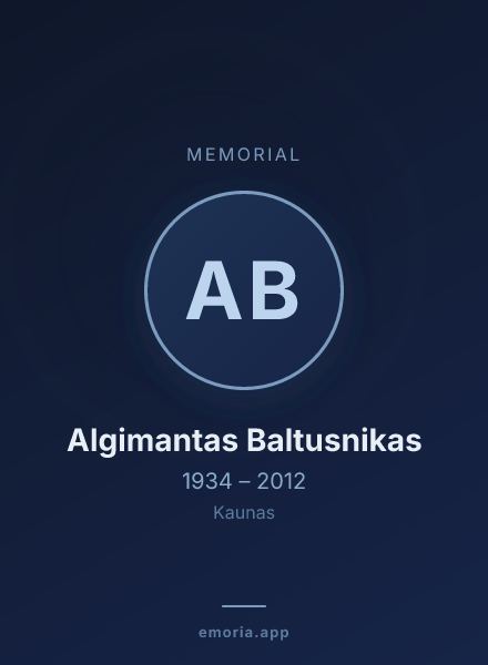 Memorial portrait of Algimantas Baltusnikas