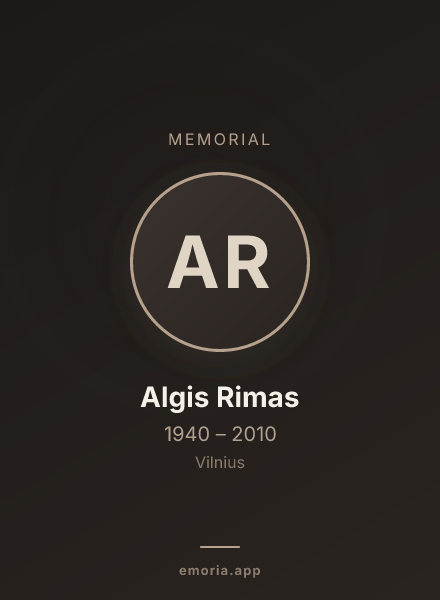 Memorial portrait of Algis Rimas