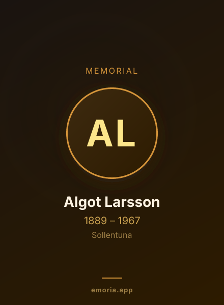 Memorial portrait of Algot Larsson