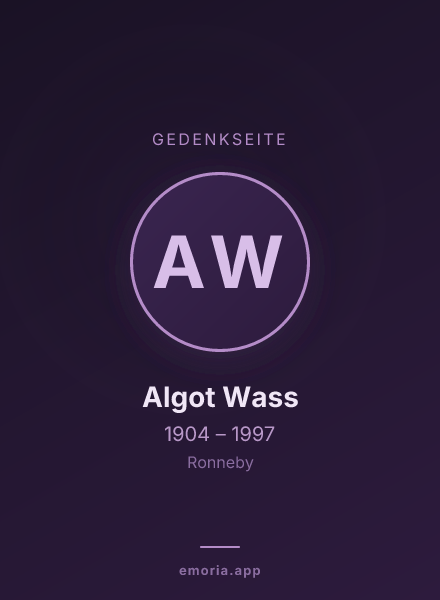 Gedenkportrait von Algot Wass