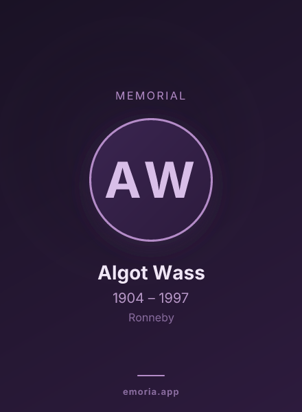 Memorial portrait of Algot Wass