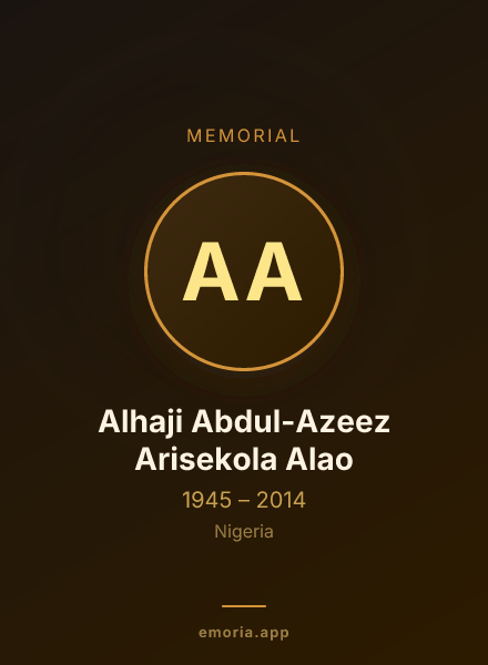 Memorial portrait of Alhaji Abdul-Azeez Arisekola Alao