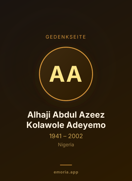 Gedenkportrait von Alhaji Abdul Azeez Kolawole Adeyemo