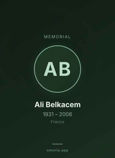 Memorial portrait of Ali Belkacem