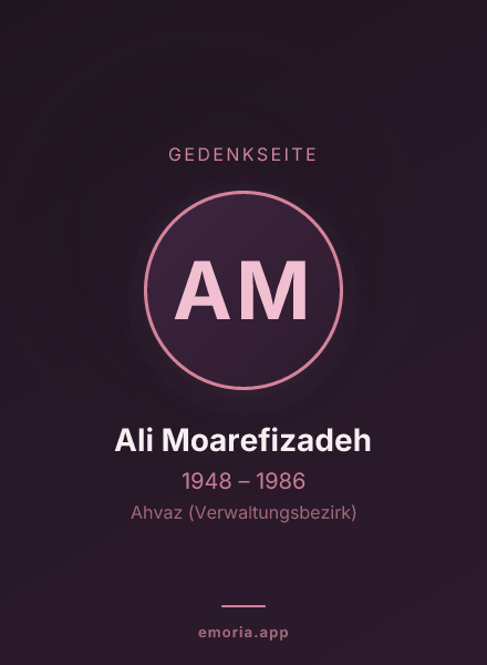 Gedenkportrait von Ali Moarefizadeh