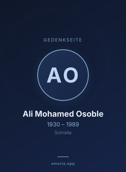 Gedenkportrait von Ali Mohamed Osoble