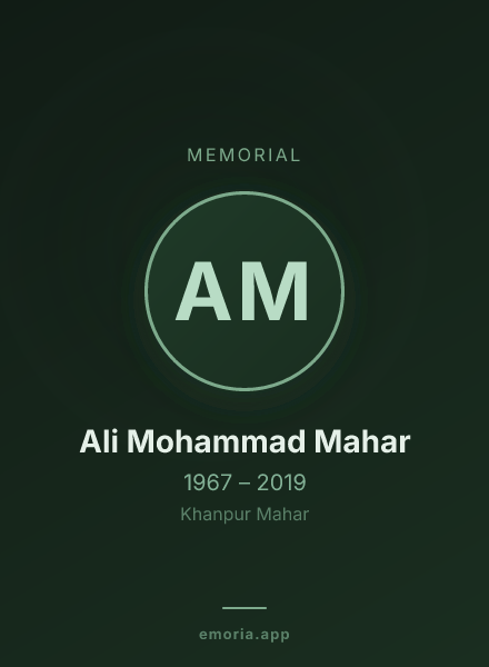 Memorial portrait of Ali Mohammad Mahar