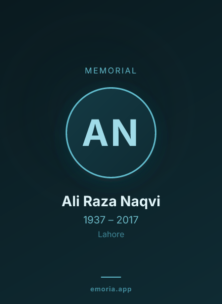 Memorial portrait of Ali Raza Naqvi