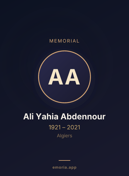 Memorial portrait of Ali Yahia Abdennour