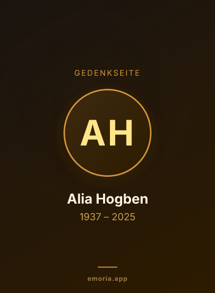 Gedenkportrait von Alia Hogben