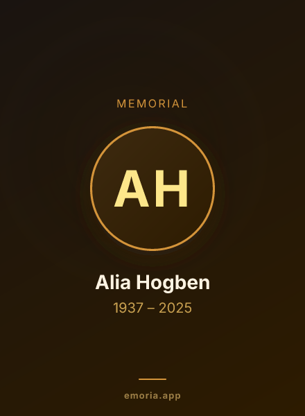 Memorial portrait of Alia Hogben