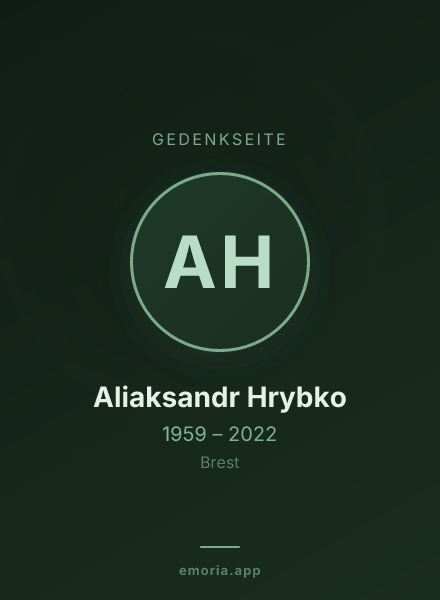 Gedenkportrait von Aliaksandr Hrybko