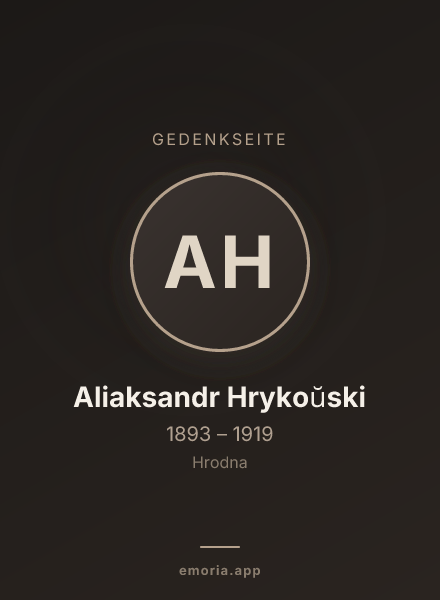 Gedenkportrait von Aliaksandr Hrykoŭski