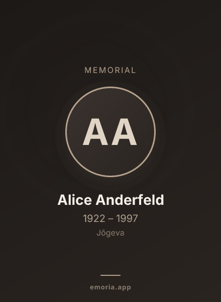 Memorial portrait of Alice Anderfeld