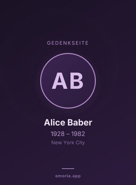 Gedenkportrait von Alice Baber