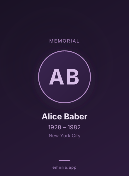 Memorial portrait of Alice Baber