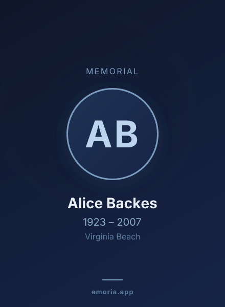 Memorial portrait of Alice Backes