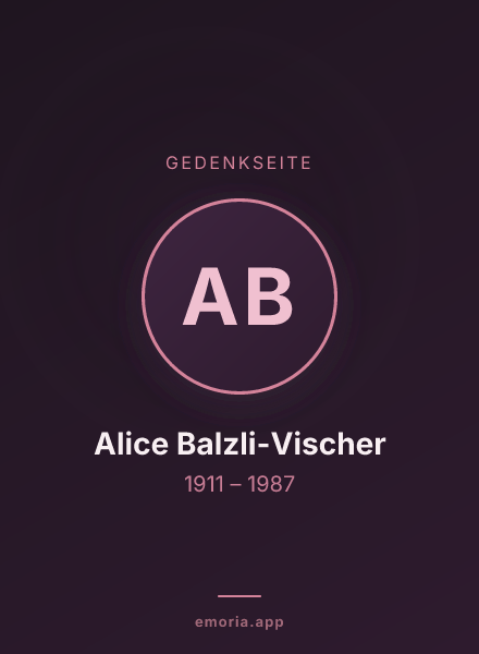 Gedenkportrait von Alice Balzli-Vischer
