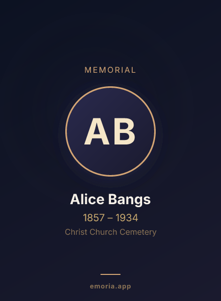 Memorial portrait of Alice Bangs