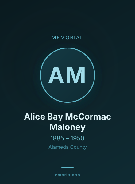 Memorial portrait of Alice Bay McCormac Maloney