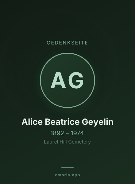 Gedenkportrait von Alice Beatrice Geyelin