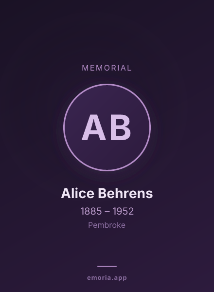 Memorial portrait of Alice Behrens