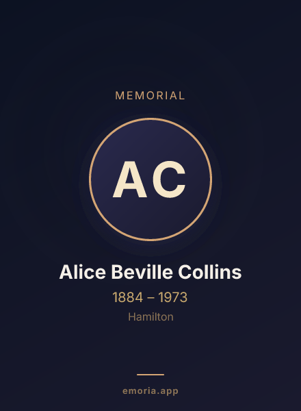 Memorial portrait of Alice Beville Collins