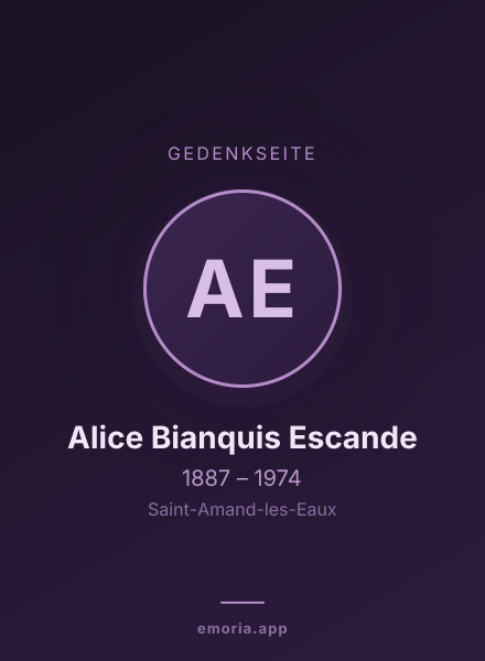 Gedenkportrait von Alice Bianquis Escande