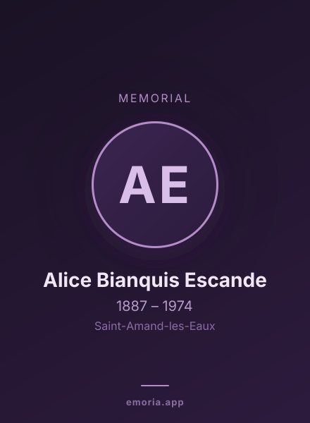 Memorial portrait of Alice Bianquis Escande