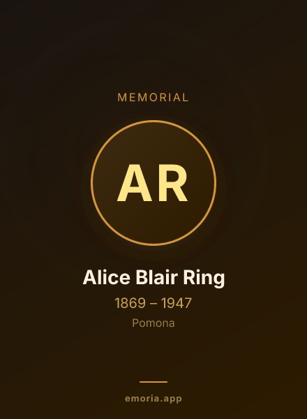 Memorial portrait of Alice Blair Ring