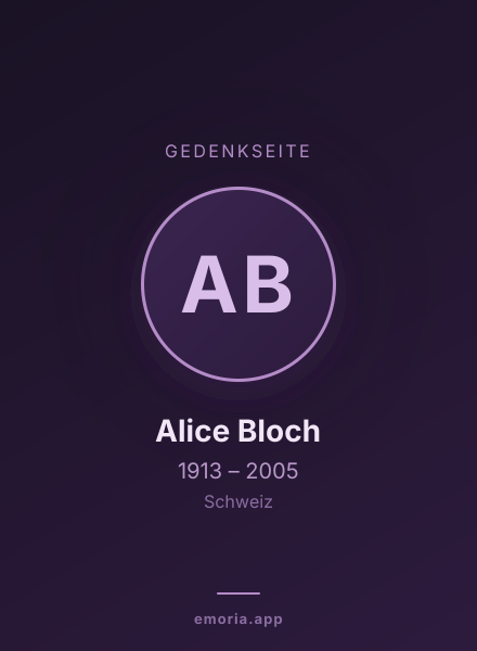 Gedenkportrait von Alice Bloch