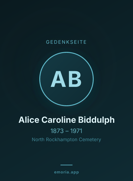 Gedenkportrait von Alice Caroline Biddulph