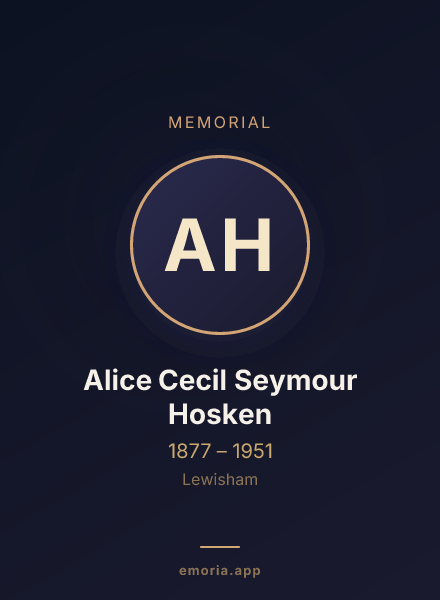 Memorial portrait of Alice Cecil Seymour Hosken