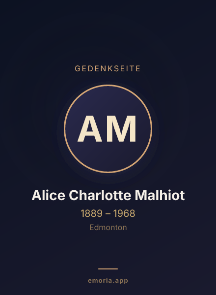 Gedenkportrait von Alice Charlotte Malhiot