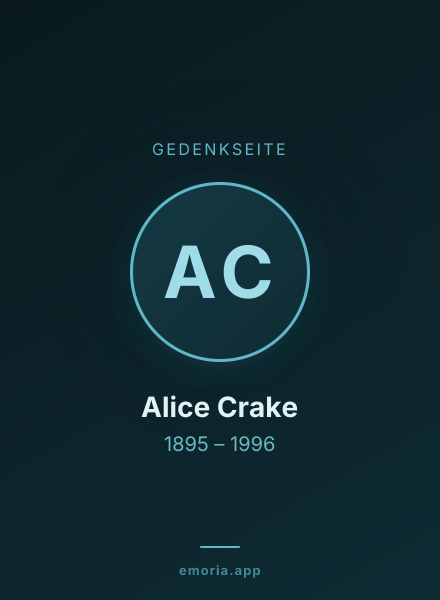 Gedenkportrait von Alice Crake
